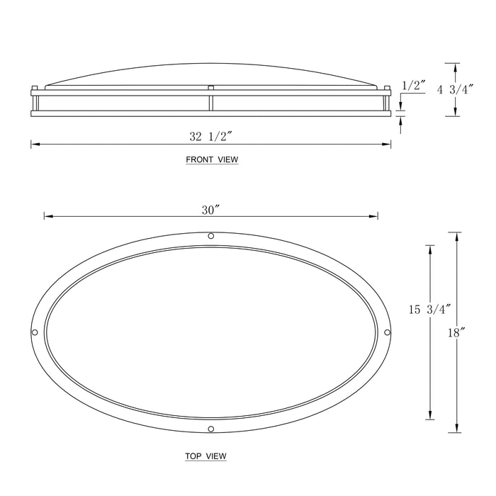 32.5 in Brushed Nickel Oval 35W Dimmable LED Flush Mount with Opal Acrylic Shades