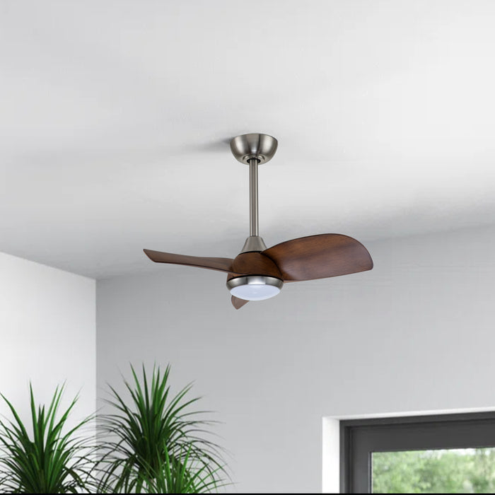 28 in. Color Changing 3000K/4000K/6000K LED Satin Nickel Indoor Ceiling Fan with Light Kit and Remote Control