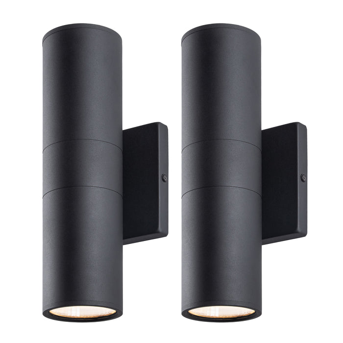 2-Pack Matte Black Aluminum Cylinder LED Outdoor Wall Sconce