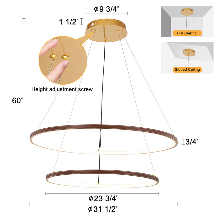 Modern Tiered Integrated LED Rings Chandelier