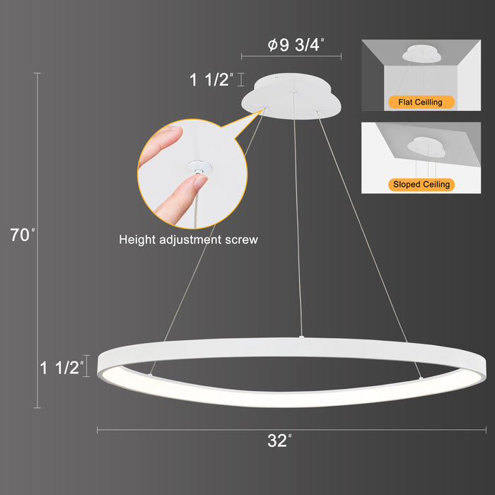 Modern Minimalist Aluminum Dimmable LED Pendant Light