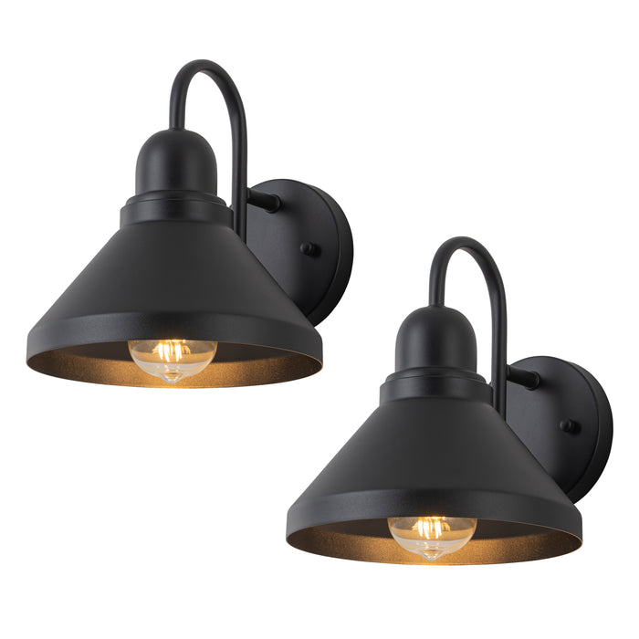 C Cattleya 2-Pack 9.25 in. Matte Black Gooseneck Outdoor Barn Light Sconce