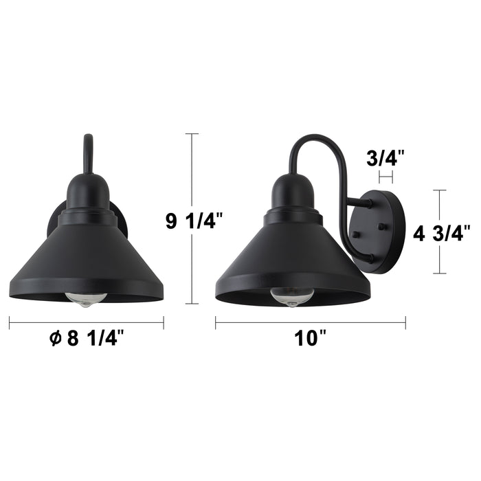 C Cattleya 2-Pack 9.25 in. Matte Black Gooseneck Outdoor Barn Light Sconce