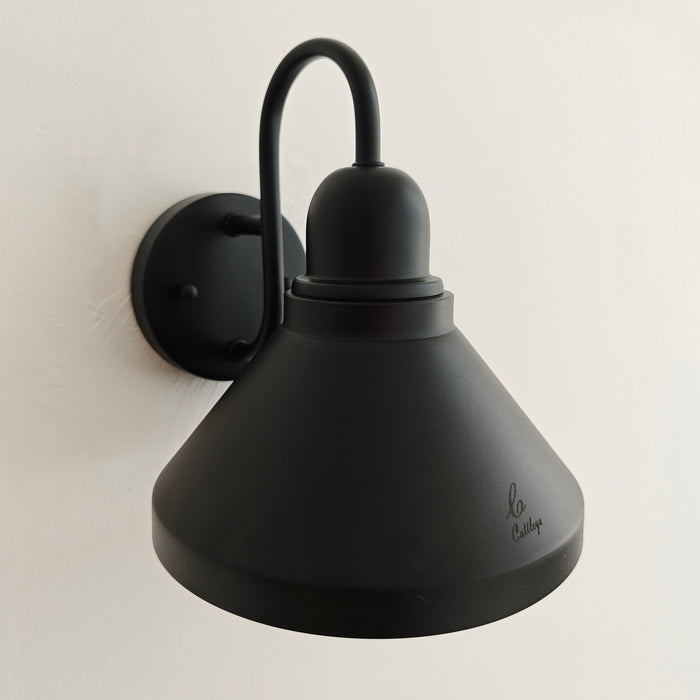 C Cattleya 2-Pack 9.25 in. Matte Black Gooseneck Outdoor Barn Light Sconce