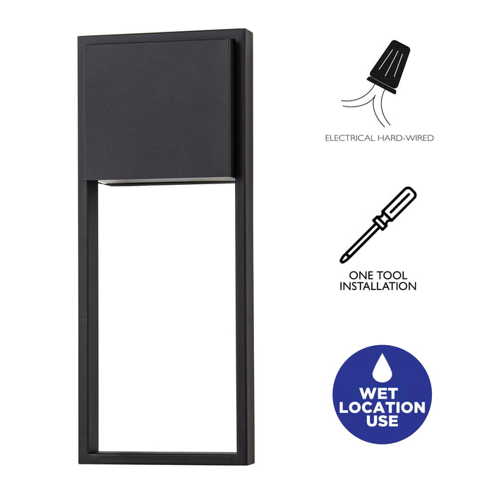 1-Light Matte Black LED Outdoor Wall Lantern Sconce