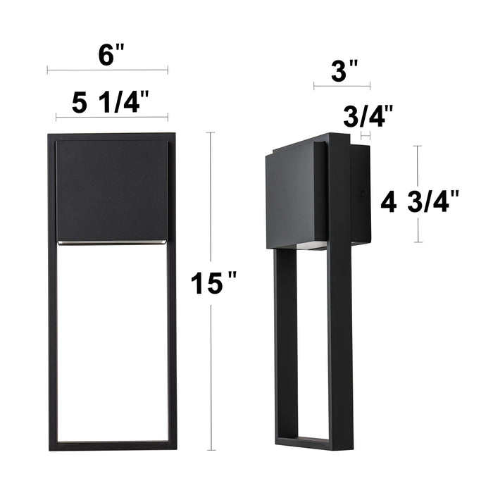 1-Light Matte Black LED Outdoor Wall Lantern Sconce