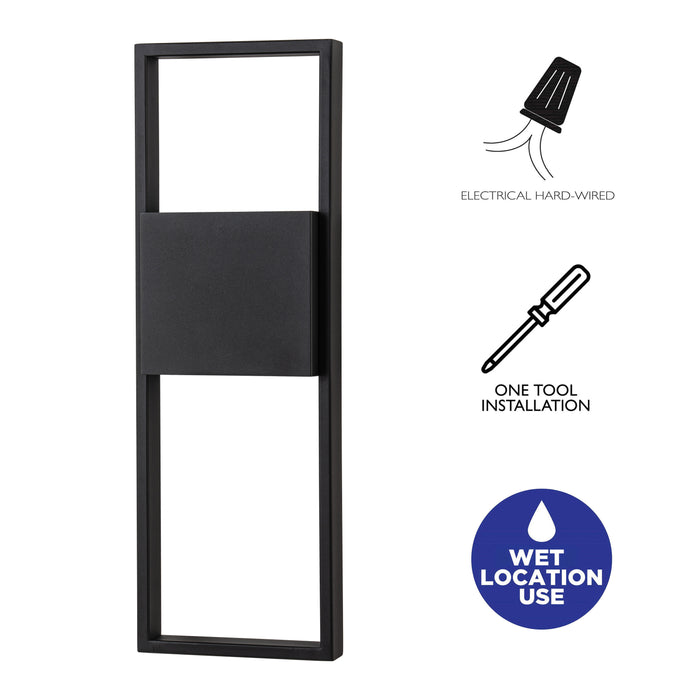 2-Light Matte Black LED Outdoor Wall Lantern Sconce