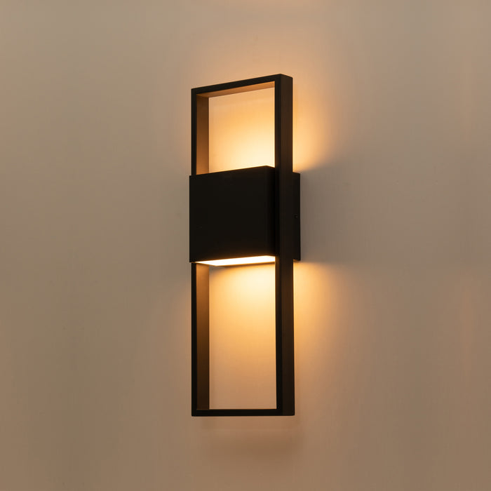 2-Light Matte Black LED Outdoor Wall Lantern Sconce