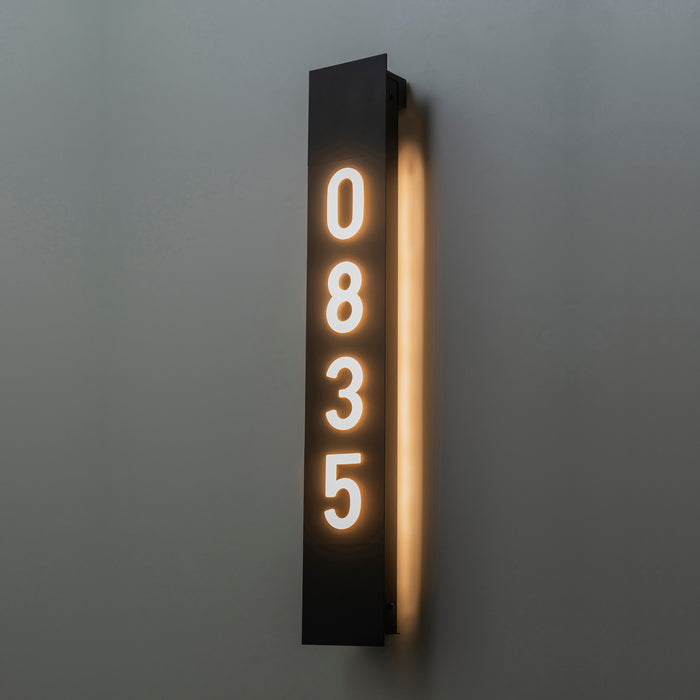 Matte Black Integrated LED Door Number Outdoor Wall Light