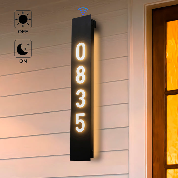 Matte Black Integrated LED Door Number Outdoor Wall Light