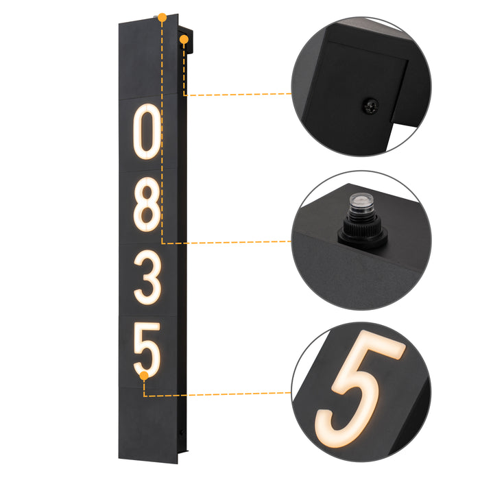 Matte Black Integrated LED Door Number Outdoor Wall Light