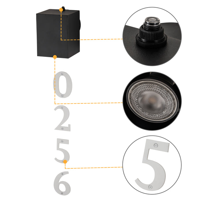 Matte Black Dusk to Dawn Outdoor Wall Sconce with Door Number (Bulb Included)