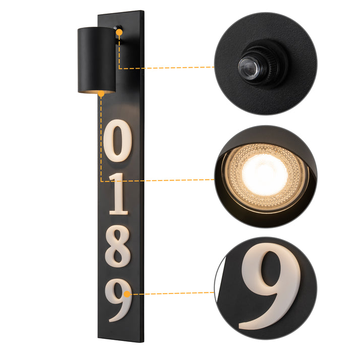 Matte Black Dusk to Dawn Outdoor Wall Lights with Door Number (Bulb Included)