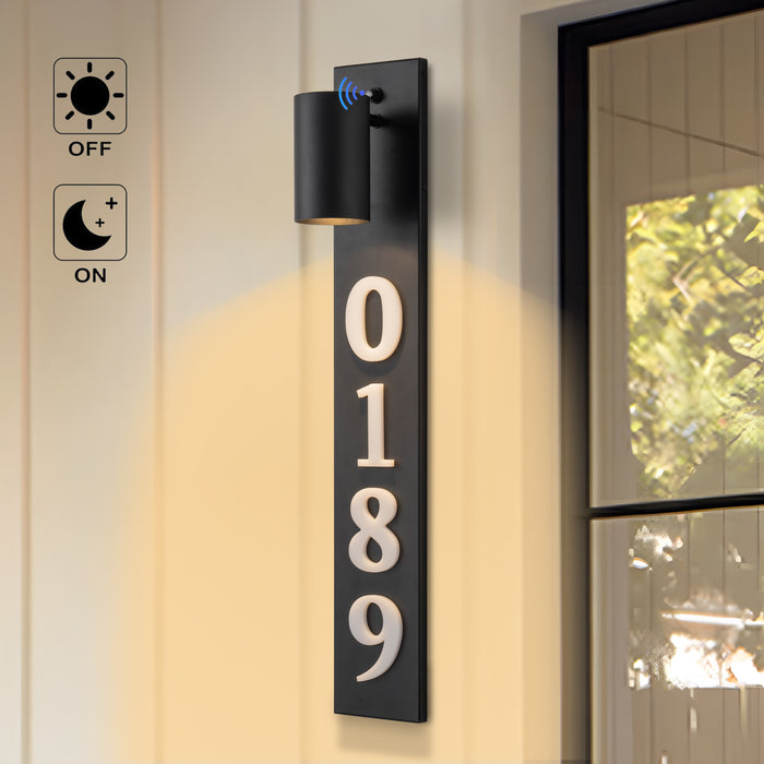 Matte Black Dusk to Dawn Outdoor Wall Lights with Door Number (Bulb Included)