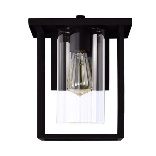 cattleyalighting 1-Light 9.5 in. Black Outdoor Wall Lantern Sconce With Clear Glass Shade